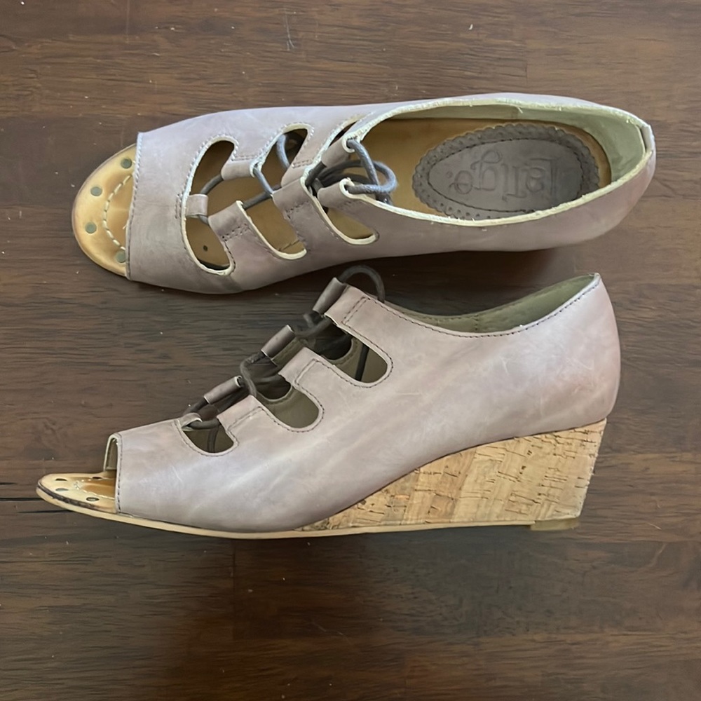 Latigo lace up wedge shoes